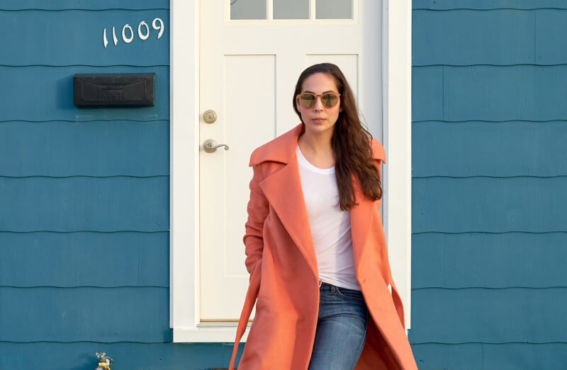 She's So Bright - A Coral Coat By the Sea Shore